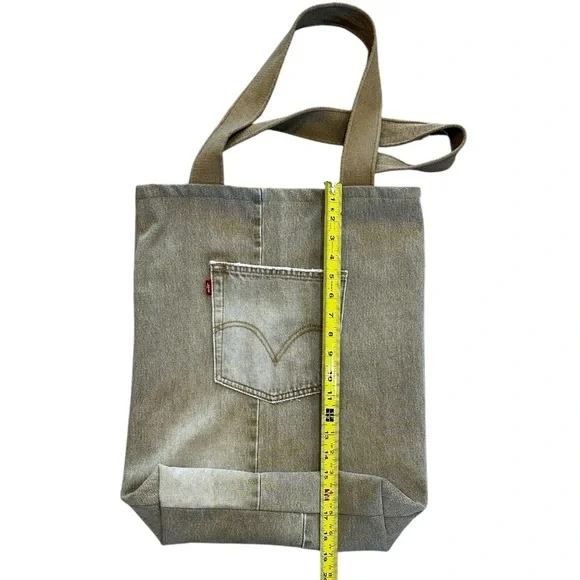 Custom Reversible Levi’s & Western Shirt Large Tote Bag, Red tab, Pearl Snaps - Picture 5 of 9